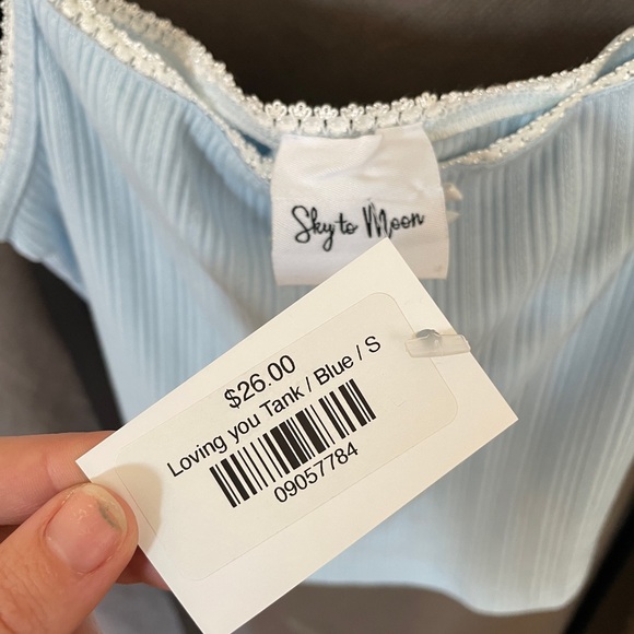 Sky to Moon Lacy Baby Blue Crop Tank - Picture 5 of 6